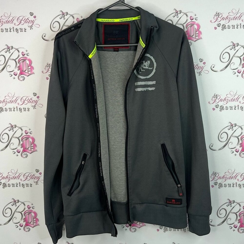 Parasuco sweater zip up collared Men's Dark Gray Bomber Jacket